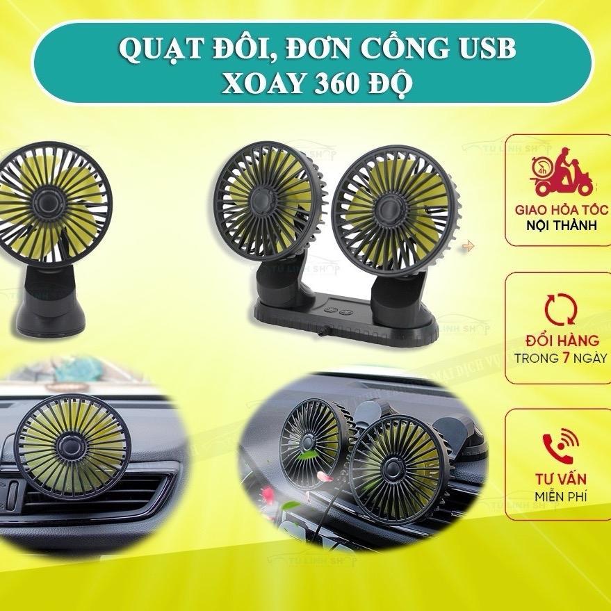 ￼( Quạt siêu mát ) Quạt đôi mini - có dây cắm usb trên xe ô tô