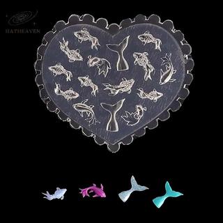 [hatheaven] 3D Silicone Mềm Móng Tay Đại Dương Nàng Tiên Cá Mẫu Móng Tay Nghệ Thuật Trái Tim Khuôn Cá Vàng Koi Khắc Mẫu Hoạt Hình Cho Móng Tay DIY Phụ Kiện Đẹp