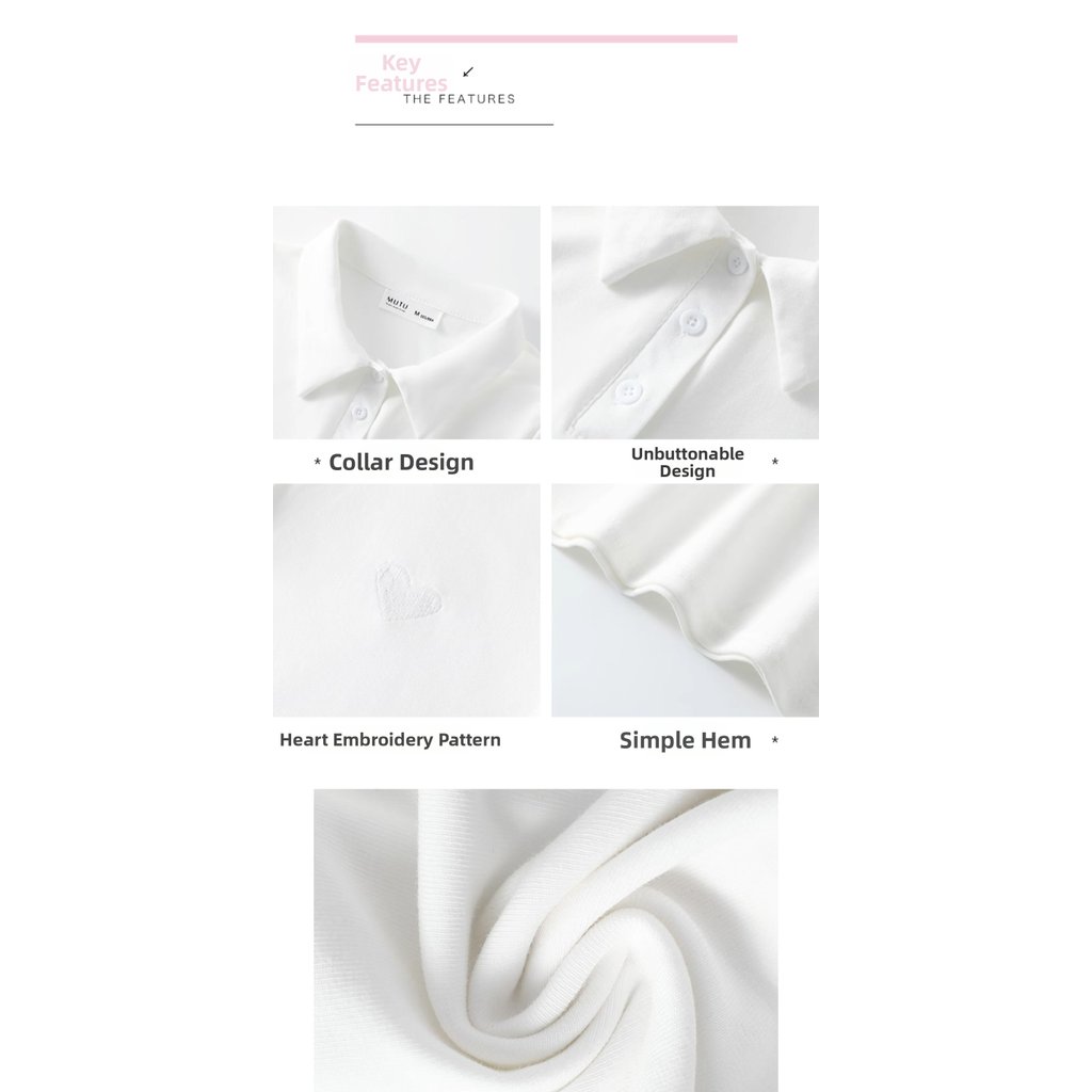 MUTU | Áo thun polo nữ ngắn tay cổ polo, thiết kế mới, chất liệu cotton, phong cách Hàn Quốc, phù hợp mùa hè