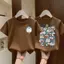 phù hợp ngắn tay thoải mái trang phục 3-15 tuổi cartoon trẻ em Hàn Quốc unisex Áo