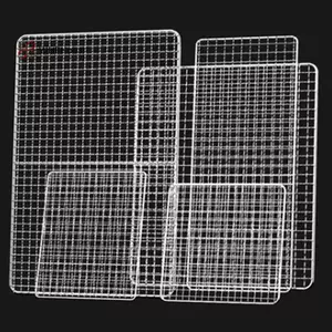 Thép không gỉ 304 Lưới nướng vuông/chữ nhật, thảm chống dính, dùng nướng bánh/cắm trại, ngoài trời