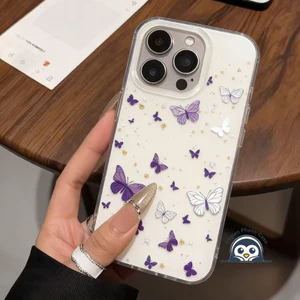 Ốp Điện Thoại Trắng Bướm Tím Đơn Giản Cho OPPO Reno 15 15C 15F 14 14F 13 13F 12 12F 11 11F 11A 10 9 8 Pro Plus F FS 8T 8Z 7Z 7 Lite 4G 5G Vỏ Lò Xo Bóng Vỏ IMD