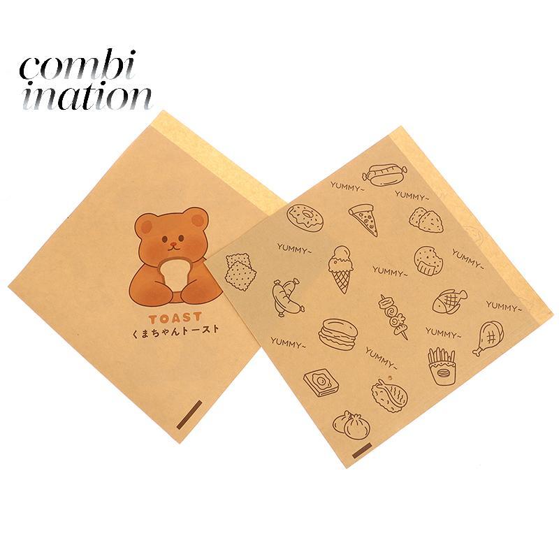 (TFT) 50 Cái Hoạt Hình Dễ Thương Giấy Sáp Vuông Sandwiches Burgers Khoai Tây Chiên Bọc Túi Wd Giấy Nướng Bánh Giấy Thực Phẩm Túi Đựng MỚI