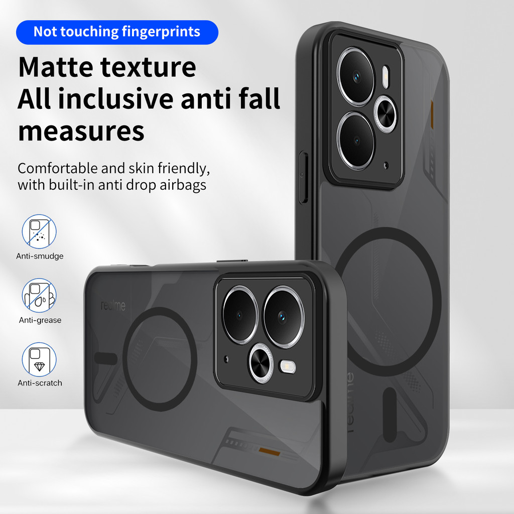 Ốp lưng Realme 14 5G Vỏ thu hút từ tính màu đen mờ cho vỏ điện thoại Realme 14 5G