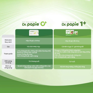 (COMBO 2 HỘP TẶNG QUÀ)  Gạc rơ lưỡi dr papie vệ sinh răng miệng cho bé từ sơ sinh và trên 1 tuổi (hộp 30 gói)