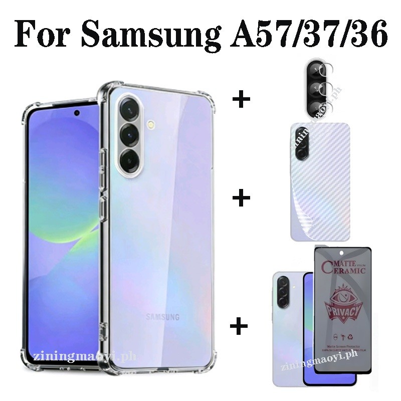 Ốp điện thoại trong suốt mềm chống sốc 4in1 Samsung A57 A37 cho Samsung A07 A17 A56 A26 A36 A16 A06 A05 A05S Màng màng gốm + màng ống kính + màng mặt sau