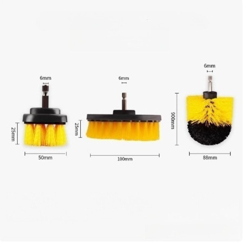 Bộ 3 đầu bàn chải khoan điện đa năng lông nylon bền làm sạch nhà tắm nhà bếp sofa kẽ hở góc nhọn