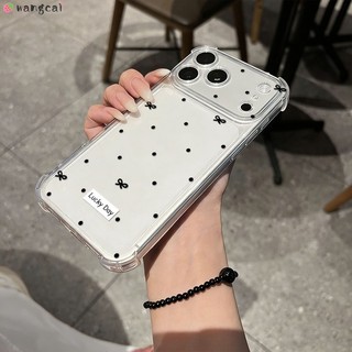 Dành Cho OnePlus ACE 5 Racing Ultra 3 3V 2 2V Pro Lite Nord N30 N20 SE N10 CE5 CE4 CE3 CE 5 4 3 2 Lite 2T Vỏ Điện Thoại Màu Đen Chấm Bi Nơ Trong Suốt Chống Rơi Vỏ