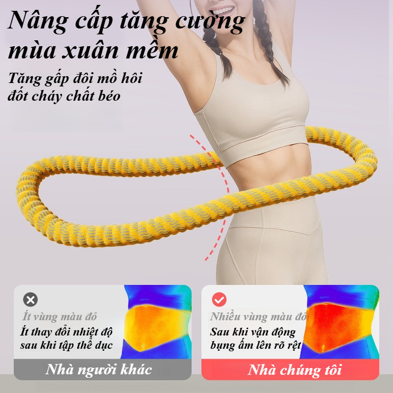 Vòng lắc eo lò xo bọc đệm mềm chống trượt, không đau, bảo vệ hông, giảm mỡ bụng hiệu quả tại nhà