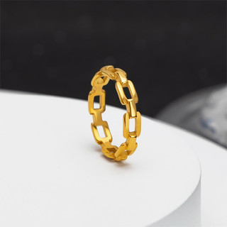 Rỗng Cặp Đôi Nhẫn Dây Xích Liên Kết Thép Titan Tối Giản Không Mòn Trang Sức Thời Trang Cho Nữ Cô Gái