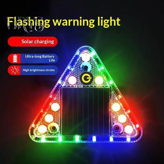 Đèn cảnh báo năng lượng mặt trời LED chống va chạm, công tắc cảm ứng, nhấp nháy không dây, hình tam giác, đuôi
