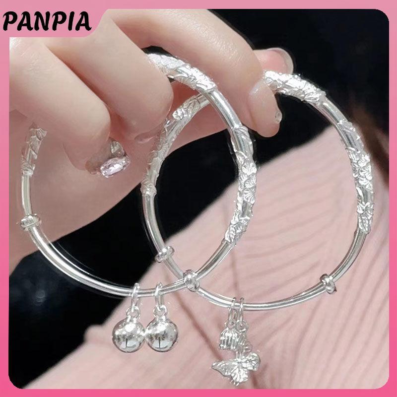 PNPIA- Bạc Nữ Toàn Diện Hoa Chuông Bướm Vòng Tay Ánh Sáng Sang Trọng Mở Có Thể Điều Chỉnh Vòng Tay Nữ Trang Sức Phụ Kiện
﻿
