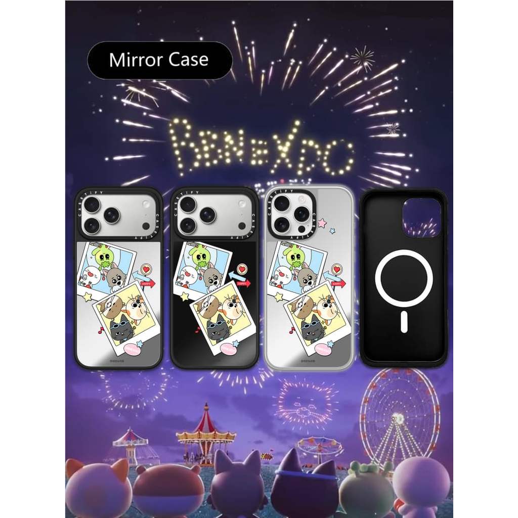 CASECASE X BBNEXDO Polariod Ốp lưng màu đen & mảnh Gương hút từ tính iPhone cho iPhone 17 Air 16 15 14 13 12 Pro Max Plus Ốp lưng cứng có hộp khắc logo