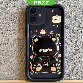Ốp Lưng Cho iphone 12 Pro Max 13 Pro Max 11 Pro Max 12 mini Vỏ Điện Thoại Vỏ Mềm Silicon Chống Sốc Thiết Kế Mới Thẩm Mỹ Gương Xoay Gấu Dễ Thương Có Giá Đỡ JTXXZJ01