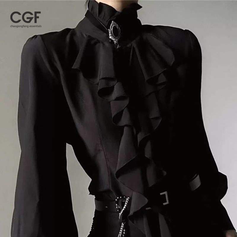 Áo cổ điển phong cách hoàng gia kiểu Pháp, xù với dây chuyền thanh lịch