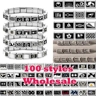 Original Black Series Flower Cat Sun Ghost Italian Links Charm Fit 9mm Stainless Steel Gift Modular Bracelet Jewelry Making