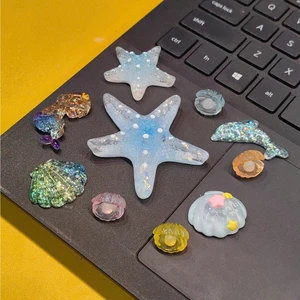 Set Charm Đại Dương Pha Lê Lấp Lánh-6 Set charm siêu sinh cute cho mùa hè- Sao biển nàng tiên cá lấp lánh trang trí dép1
