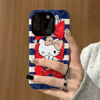 Ốp điện thoại 2 trong 1 Big Bow Kitty Apple 17 / 16 iPhone 15 Pro Max Phim mới 14 / 13 Sáng tạo 12 / 11 Pro Max 7 / 8 Plus Vỏ điện thoại bóng hai lớp