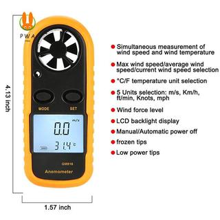 Máy đo tốc độ gió LCD Mini Máy đo lưu lượng vận tốc không khí Nhiệt kế máy đo tốc độ kỹ thuật số