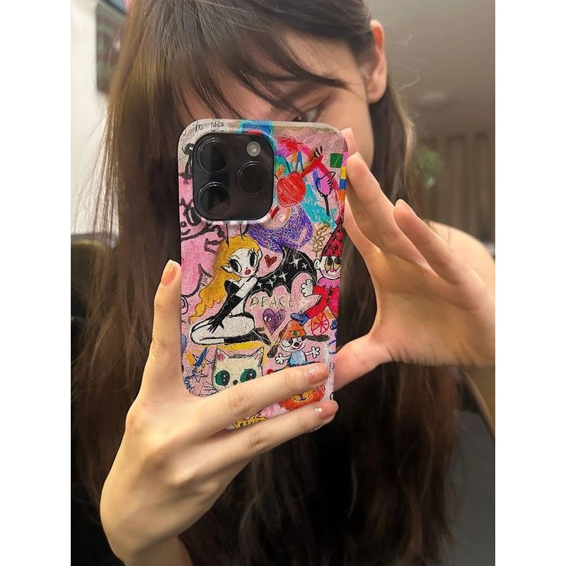 Ốp Điện Thoại Art Little Witch QYJS Thích Hợp Cho IPhone 11 XR XSMAX 17 AIR 13 14 15 16 ProMax 12 PRO 7 8 PLUS Vỏ Cứng Phim Bề Mặt Sáng Bóng