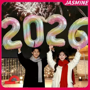 JASMINE Chúc Mừng Năm Mới 2026 Bong Bóng Vàng Bạc Hồng Số 2026 Bóng Giấy 16 / 32in Nhiều Màu Sắc Chúc Mừng Năm Mới Biểu Ngữ Trang Trí Tiệc JASMINE