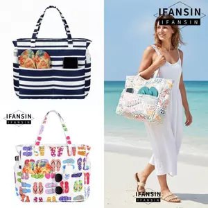 Túi Tote Đi Biển IFASIN, Túi Xách Du Lịch Dây Kéo Dung Tích Lớn, Túi Đeo Vai Chống Cát Chống Thấm Nước Thời Trang Nữ Có Thể Gập Lại Cho Du Lịch Làm Việc Bãi Biển Phòng Tập Gym