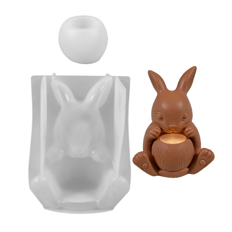 Khuôn Silicon Hình Thỏ Cho Giá Đỡ và Hoa - Trang Trí Nhà Cửa Handmade