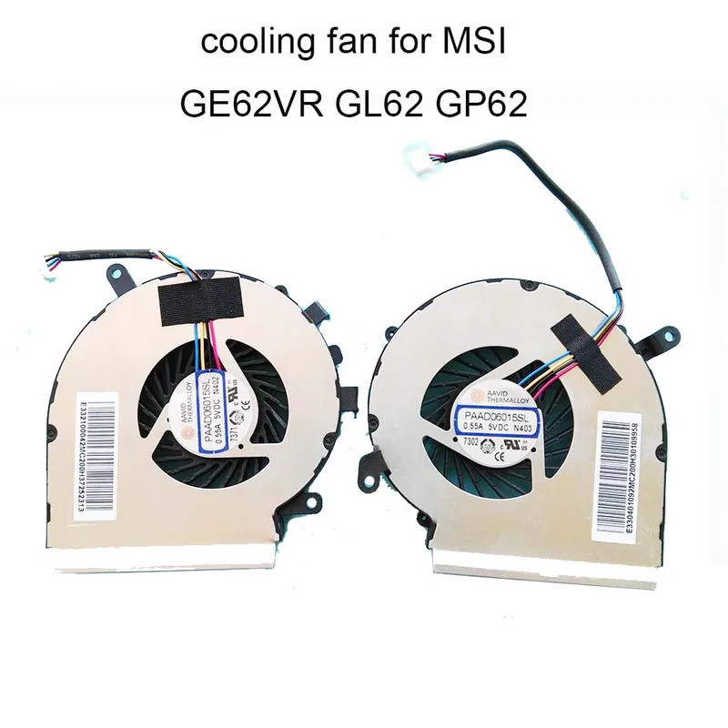 PAAD06015SL N402 N403 Quạt Máy Tính Cho MSI GE62VR GP62MVR GL62VR GP62VR GL62M CPU GPU Quạt Làm Mát N366 N371 DC5V 0.55A 4pin Mới