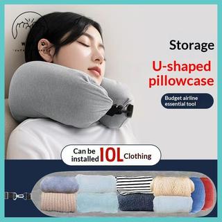 [wellstay1] Gối du lịch Ne có túi đựng quần áo có thể đổ đầy Vỏ gối hình chữ U Lông cừu pha lê Vỏ gối Ne cho du lịch trên máy bay [VN]