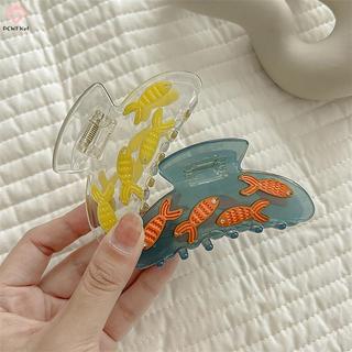 [PCW-T] Kẹp Tóc Cá Vàng Trong Suốt Dễ Thương Hoạt Hình Acetate Cá Mập Kẹp Tóc Thời Trang Đơn Giản Vuốt Tóc Cho Nữ Bé Gái Phụ Kiện Tóc