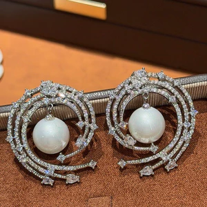 Bông Tai Zircon Ngọc Trai Tua Rua Phong Cách Mới