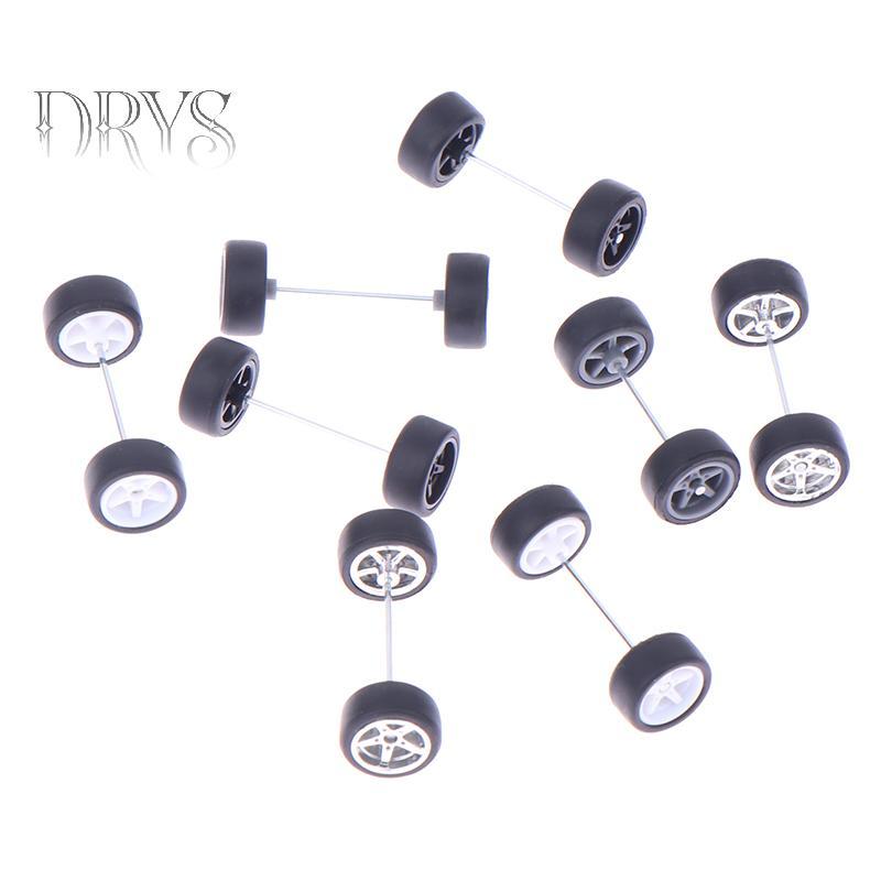(TFT) 1 Bộ DIY Racing 1: 64 Bánh Xe Ô Tô Cho Lốp Cao Su Có Trục Bánh Xe Mô Hình Sửa Đổi Một Phần MỚI