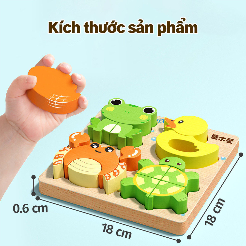 Đồ chơi xếp hình bằng gỗ khối gỗ, tương tác giữa cha mẹ và con cái với 4 hình mẫu màu sắc và hình dạng, giáo dục bổ ích.