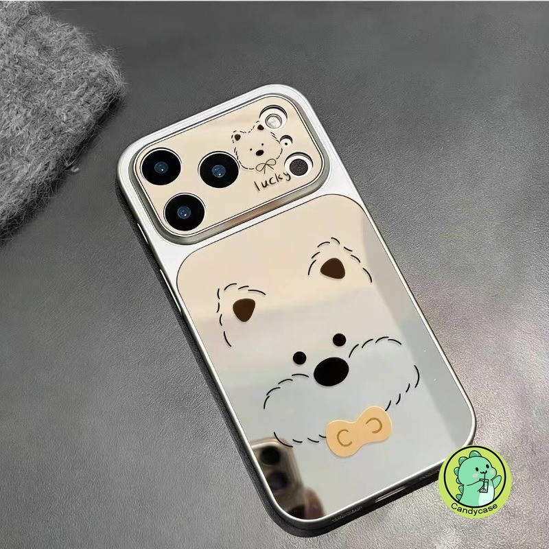 Ốp Điện Thoại Gương Bạc Cho OPPO Reno 15C 15 Pro Max Mini 14 13 Pro Find X9 X8S X8 Plus Pro Ultra K12X 5G 4G Vỏ Sang Trọng Hoạt Hình Dễ Thương Westie Puppy Vỏ Mềm