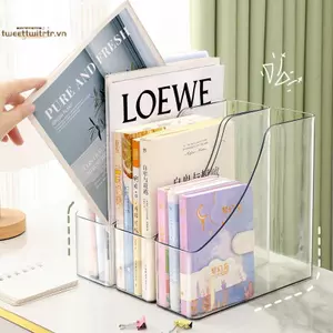 TRTR Tối Giản Nhựa Trong Suốt Bàn Làm Việc Tạp Chí Người Tổ Chức Có Khe Cắm Đơn Để Lưu Trữ Hồ Sơ Và Sách VN