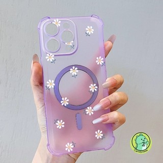 Ốp Điện Thoại Sương Tuyết Từ Tính Cho Huawei Mate 80 Pro Max 70 Air Honor 500 Pro Magic 8 Pro X7D X6C X5C 5G 4G Matte Cover Hoạt Hình Dễ Thương Hoa Xanh Vỏ Mềm Chống Rơi
