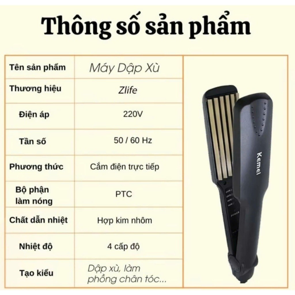 Máy Dập Xù Tóc KEMEI 332, Chức năng dập xù, bấm xù , bấm mè tạo kiểu tóc làm phồng chân tóc bản to