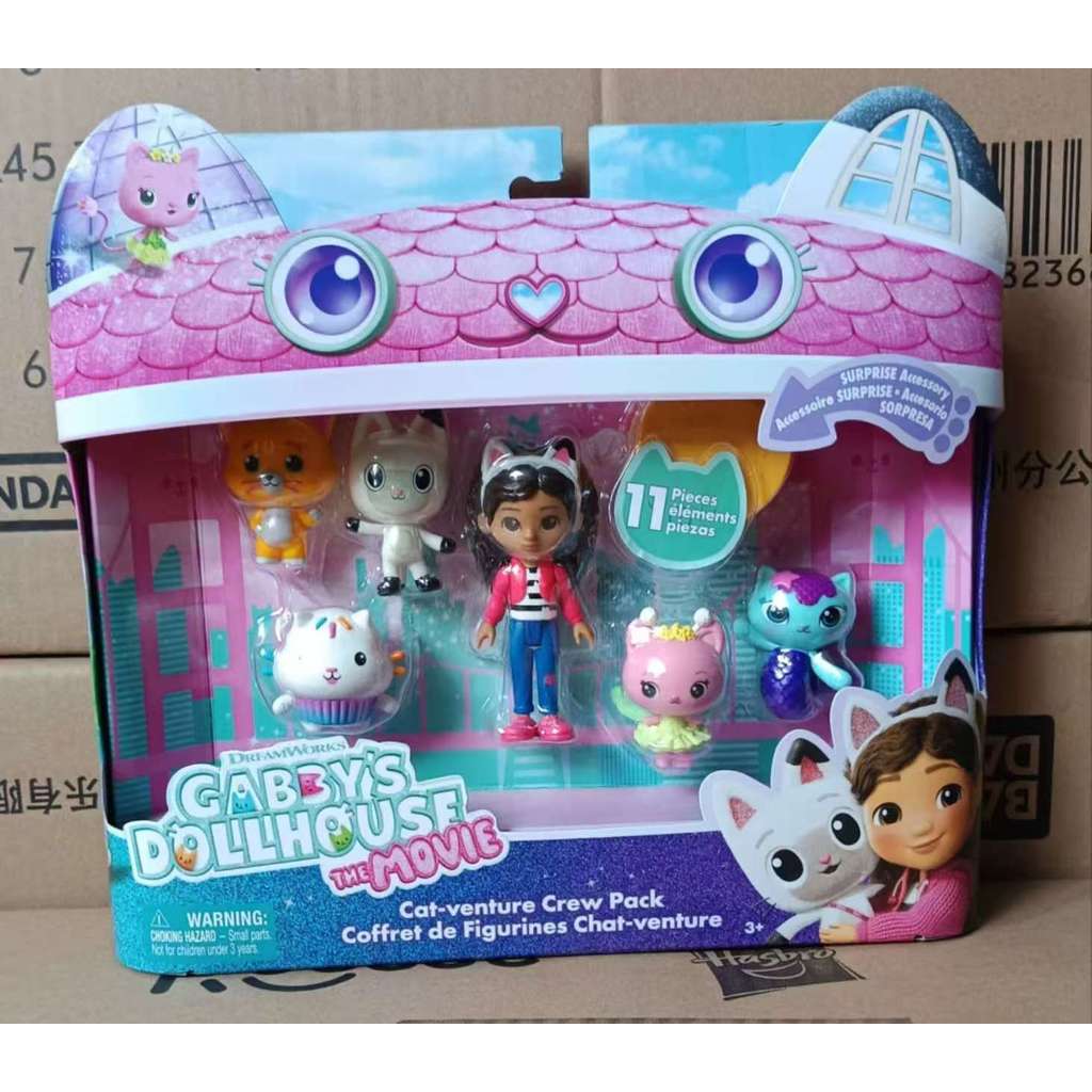 Nhà búp bê Gabby: The Movie – Gói phi hành đoàn giả mèo – Bộ đồ chơi 11 mảnh với Gabby Girl, Bàn chân Pandy, Kitty Fairy, Mercat, Cakey & Chumsley – Nhân vật & Phụ kiện