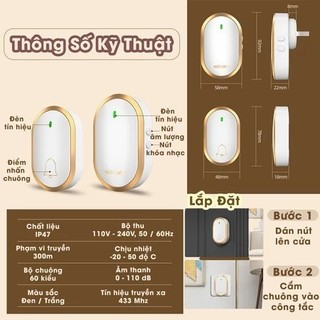 2026 Chuông Cửa Không Dây Khách Thông Minh, Chống Nước, Chuông Cổng, Chuông Báo Động Cho Người Già