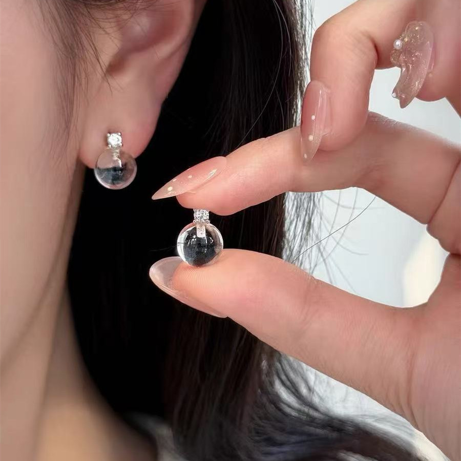 Bông tai kim cương pha lê màu trắng S925