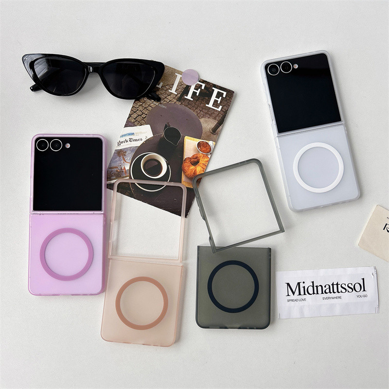 Ốp từ tính mờ mờ mỏng cho Samsung Galaxy Z Flip 7 Z Flip 6 Z Flip 5 Z Flip 4 Z Flip 3 Ốp điện thoại Acrylic cứng Flip7 Flip6