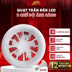 Quạt trần đèn LED 3 chế độ phát sáng, tiết kiệm điện, điều khiển từ xa kèm viên nén hương khử mùi