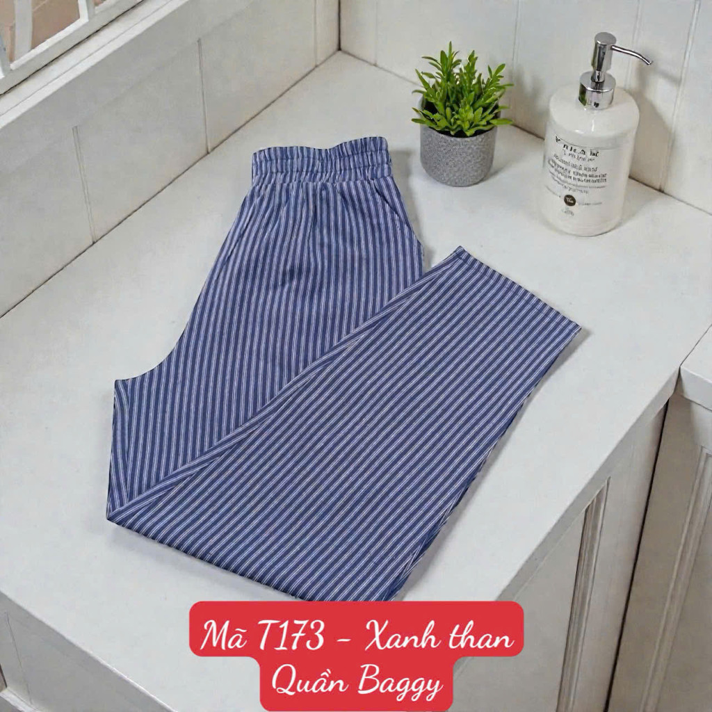 T173 Quần Baggy - Vải Linen Chất vải dày dặn - Dài quần 92cm ống 16cm