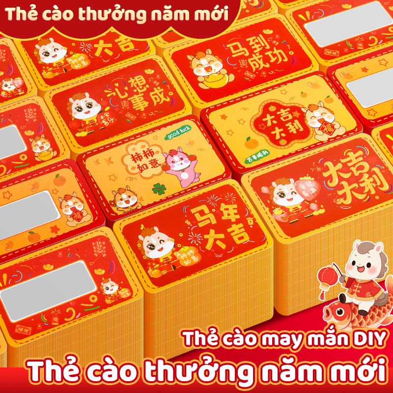 Thẻ cào năm Ngựa – Combo 120 chiếc đẹp, dùng thay lời chúc và tạo điểm nhấn cho không gian sống