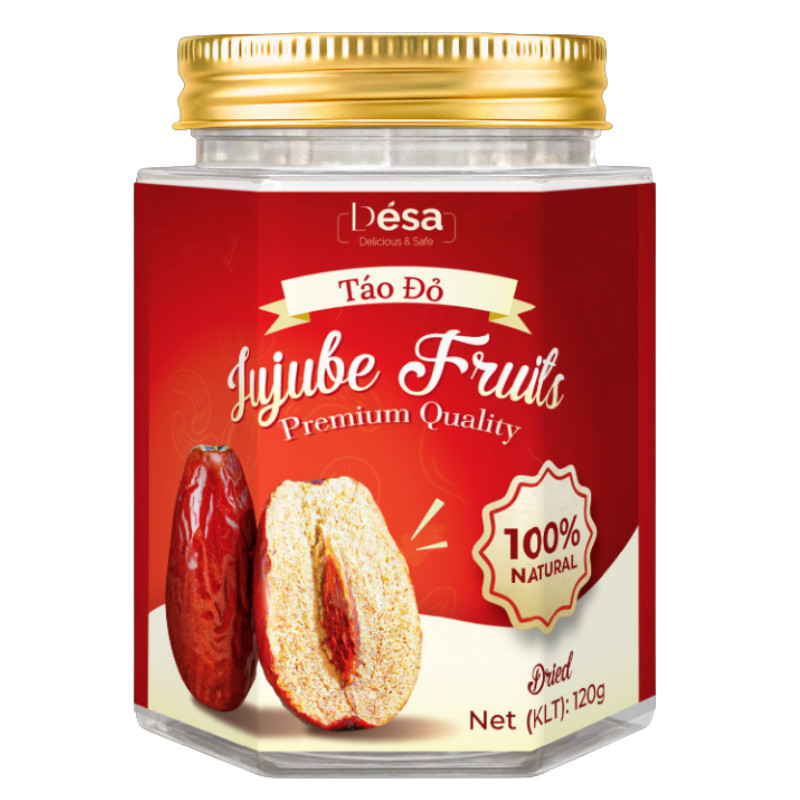 Táo Đỏ Sấy Khô Desa Hũ 120g Vị Ngọt Dịu Thơm Nhẹ Dễ Thưởng Thức