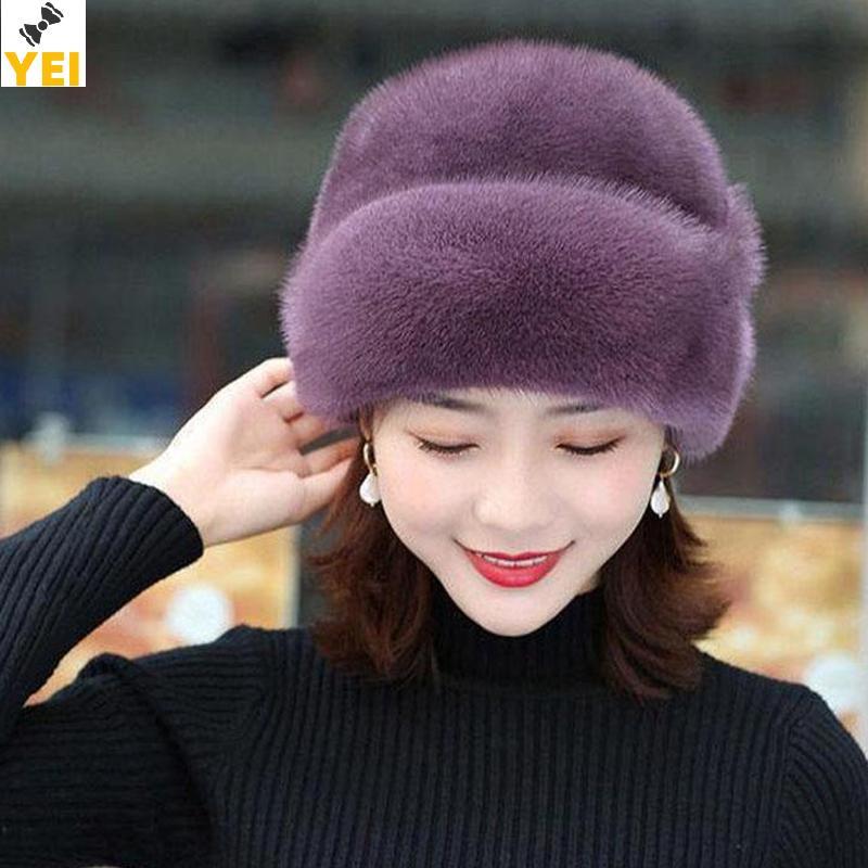 < YEI > Mũ trùm đầu mới thời trang Mũ ấm áp thời trang Mũ da Mũ mới