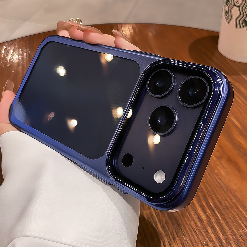 Ốp điện thoại khung trong suốt mạ điện cho iPhone 17 Pro Max Vỏ bảo vệ ống kính chống rơi vỏ cứng bảo vệ điện thoại