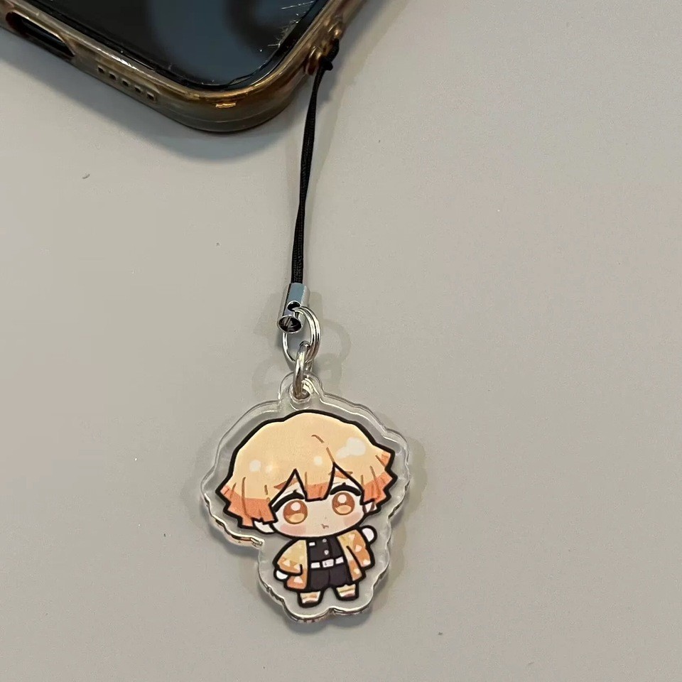 demon slayer anime mobile phone chain cute Zenitsu Tanjiro key chain Nezuko Tokitou Muichiro nine pillars key chain