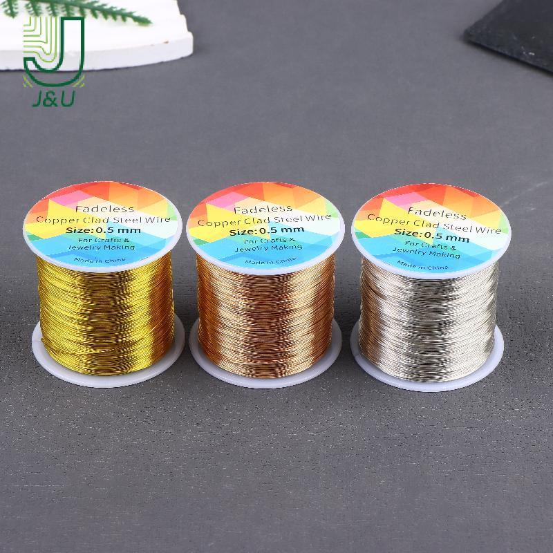 Dây thép mạ đồng 100m dùng làm trang sức và hoa handmade, dễ uốn cong, đường kính 0.3/0.4/0.5mm
