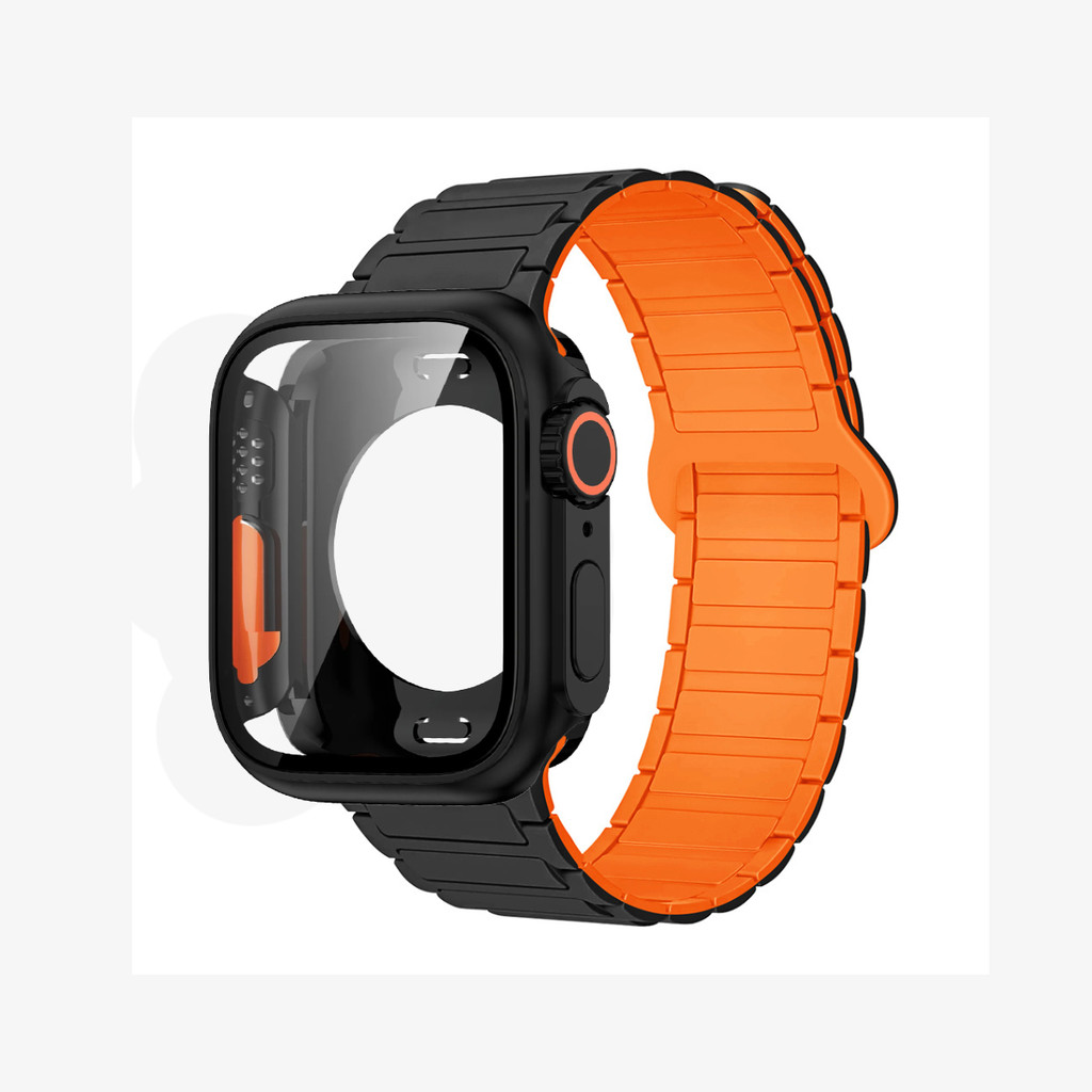 Thay đổi sang Ultra Case + Dây đeo từ tính bằng silicon Tương thích cho Apple Watch Series11 / 10 46mm 42mm 45mm 44mm 41mm 40mm 9 8 7 6 5 4 SE3 / 2 / 1